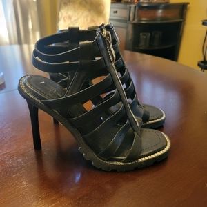 DKNY Womens Ralina Black Caged High Heel Shoes NWT